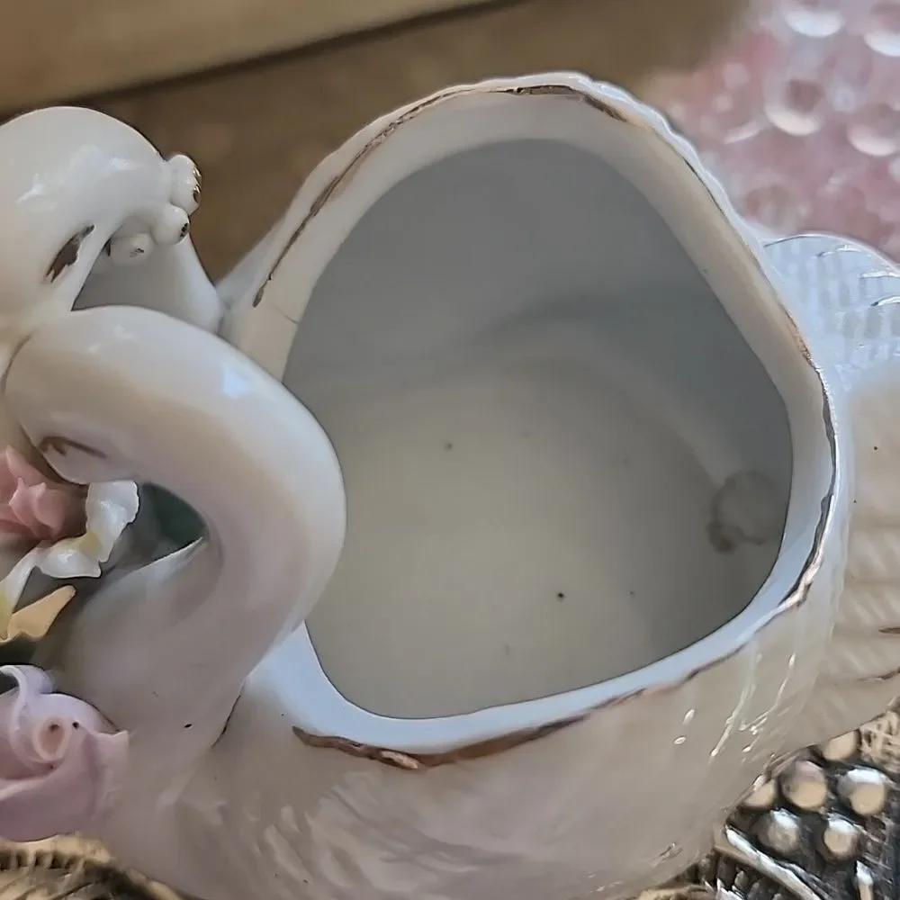 Lovely Vintage Swan Couple Trinket Dish Coquette